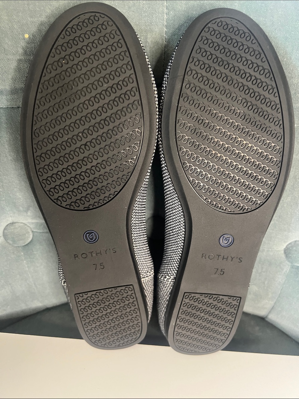 Rothy's Grey Birdseye Flats with Blue Trim - Gray Womens US 7.5  Shoe NEW - Picture 4 of 9